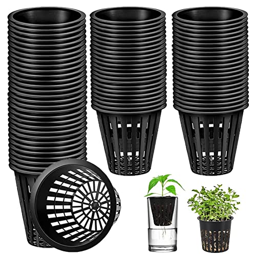 SAIJIAN 60 Stück Hydrokultur Netztöpfe 5.5cm Wasserkultur Pflanzkorb Gartennetzbecher Hydroponik-Pflanznetz Kunststoff Hydroponics Net Pot Eimer Korb Schwarz von SAIJIAN