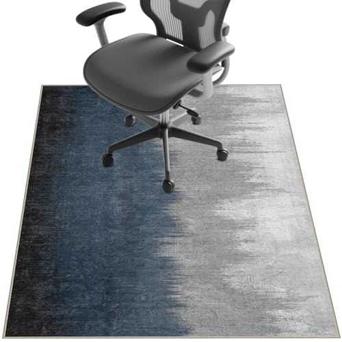Stuhlmatte für Hartholzböden, 121,9 x 91,4 cm, Untertischunterlage zum Rollen von Computerstühlen und niedrigem Flor, Teppichboden, rutschfester Bodenschutz für Zuhause, Büro, abstraktes Blau, Grau Stuhlmatte für Hartholzböden, 121,9 x 91,4 cm, Untertischunterlage zum Rollen von Computerstühlen und niedrigem Flor, Teppichboden, rutschfester Bodenschutz für Zuhause, Büro, abstraktes Blau, Grau von SAIKOOWA