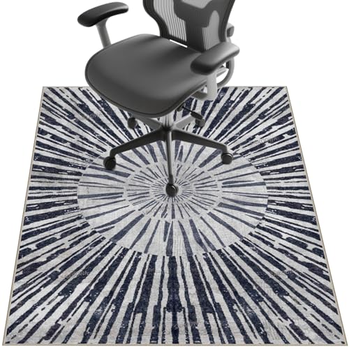 Stuhlmatte für Hartholzböden, 121,9 x 91,4 cm, Untertischunterlage zum Rollen von Computerstühlen und niedrigem Flor, Teppichboden, rutschfester Bodenschutz für Zuhause, Büro, blauer Kreis und Linie Stuhlmatte für Hartholzböden, 121,9 x 91,4 cm, Untertischunterlage zum Rollen von Computerstühlen und niedrigem Flor, Teppichboden, rutschfester Bodenschutz für Zuhause, Büro, blauer Kreis und Linie von SAIKOOWA