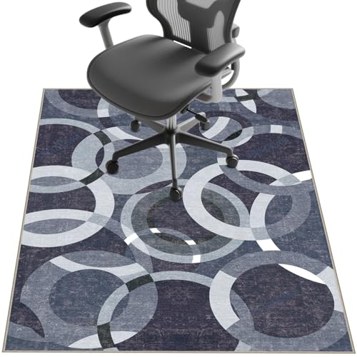 Stuhlmatte für Hartholzböden, 121,9 x 91,4 cm, Untertischunterlage zum Rollen von Computerstühlen und niedrigem Flor, Teppichboden, rutschfester Bodenschutz für Zuhause, Büro, blauer Kreis Stuhlmatte für Hartholzböden, 121,9 x 91,4 cm, Untertischunterlage zum Rollen von Computerstühlen und niedrigem Flor, Teppichboden, rutschfester Bodenschutz für Zuhause, Büro, blauer Kreis von SAIKOOWA