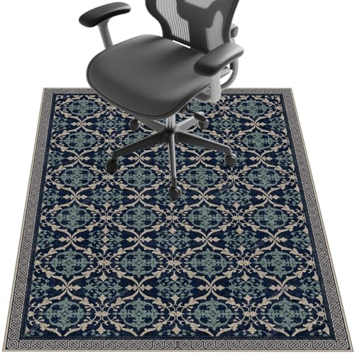 Stuhlmatte für Hartholzböden, 121,9 x 91,4 cm, Untertischunterlage zum Rollen von Computerstühlen und niedrigem Flor, Teppichboden, rutschfester Bodenschutz für Zuhause, Büro, fortschrittliches Blau Stuhlmatte für Hartholzböden, 121,9 x 91,4 cm, Untertischunterlage zum Rollen von Computerstühlen und niedrigem Flor, Teppichboden, rutschfester Bodenschutz für Zuhause, Büro, fortschrittliches Blau von SAIKOOWA