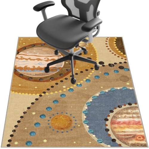 Stuhlmatte für Hartholzböden, 121,9 x 91,4 cm, Untertischunterlage zum Rollen von Computerstühlen und niedrigem Flor, Teppichboden, rutschfester Bodenschutz für Zuhause, Büro, mehrfarbig, Kreis von SAIKOOWA