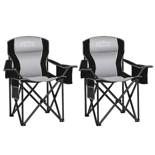 SAILARY Robuster faltbarer Campingstuhl mit Kühltasche, Getränkehalter, Aufbewahrungstasche, 204 kg Kapazität mit großen Anti-Sink-Füßen, tragbarer, gepolsterter Stuhl für Camping, Strand, Angeln von SAILARY