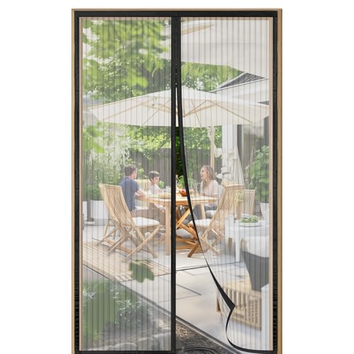 SAILIMAY Fliegengitter Tür 160x235 cm Magnet Insektenschutz Balkontür Ohne Bohren, Starke Magnete, Kinderleichte Klebemontage & Langlebiges Netz (Schwarz) von SAILIMAY