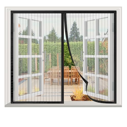 Upgraded Fliegengitter Fenster Magnet 140x120cm, Fliegengitter Balkontür Magnetisches Fliegengitter Automatisches Schließen, Fliegengitter Tür Fenster Ohne Bohren, Schwarz von SAILIMAY