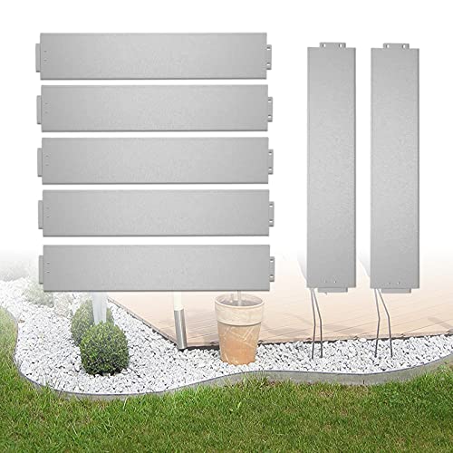 SAILUN Rasenkante Metall 20m x 15cm Rasenkanten Garten Flexibel Verzinkt Gartenumrandung Einfassung Verzinkt Mähkante Palisade Beetpflanzen Gemüsekante 100 x 15 cm (L x H) von SAILUN