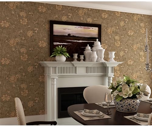 SAIMEYI Amerikanische BlumengrafikTapete.klassische Landhaus-Vintage-Tapete Für Wohnzimmer, Schlafzimmer, TV-Hintergrund (Braun) von SAIMEYI