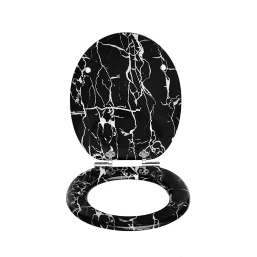 SAINOS MDF Toilettendeckel Mit Absenkautomatik O-förmiger Toilettensitz Mit Verstellbaren Scharnieren Aus Zinklegierung Verhindert Rostbildung, 190KG Belastbarkeit Wc-Sitz Ergonomische Gestaltung S05 SAINOS MDF Toilettendeckel Mit Absenkautomatik O-förmiger Toilettensitz Mit Verstellbaren Scharnieren Aus Zinklegierung Verhindert Rostbildung, 190KG Belastbarkeit Wc-Sitz Ergonomische Gestaltung S05 von SAINOS
