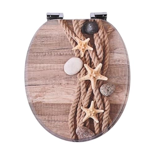 SAINOS MDF Toilettendeckel Mit Absenkautomatik O-förmiger Toilettensitz Mit Verstellbaren Scharnieren Aus Zinklegierung Verhindert Rostbildung, 180KG Belastbarkeit Wc-Sitz Ergonomische Gestaltung von SAINOS