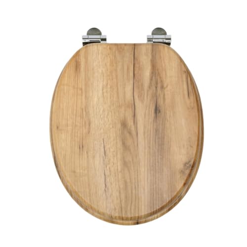 SAINOS MDF Toilettendeckel Mit Absenkautomatik O-förmiger Toilettensitz Mit Verstellbaren Scharnieren Aus Zinklegierung Verhindert Rostbildung, 150KG Belastbarkeit Wc-Sitz Ergonomische Gestaltung von SAINOS