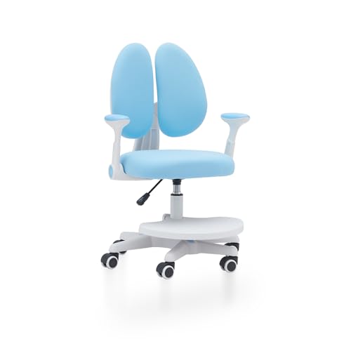 Kinder schreibtischstuhl, arbeitsstuhl,Ergonomischer Kinderdrehstuhl, schreibtischstuhl Kinder ab 6 Jahren,Höhenverstellbar mit Double Backrest, Gravity Wheel - Blue von SAINUO