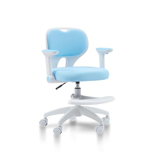 SAINUO Kinder Bürostuhl Schreibtischstuhl Ergonomischer Jugenddrehstuhl, Kinderdrehstuhl Höhenverstellbar mit Verstellbare Fußstütze für 3-18 Kinder Jahre alt für Zuhause, Schule-Blue von SAINUO