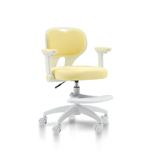 SAINUO Kinder Bürostuhl Schreibtischstuhl Ergonomischer Jugenddrehstuhl, Kinderdrehstuhl Höhenverstellbar mit Verstellbare Fußstütze für 3-18 Kinder Jahre alt für Zuhause, Schule-Yellow von SAINUO