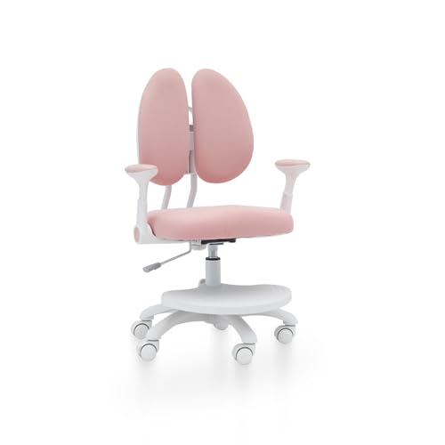 Schreibtischstuhl, Kinderdrehstuhl, mit Fußstütze Kinder, Armlehnen, Schreibtischstuhl Kinder Ab 6 Jahren, Schule und Bibliothek- Pink von SAINUO