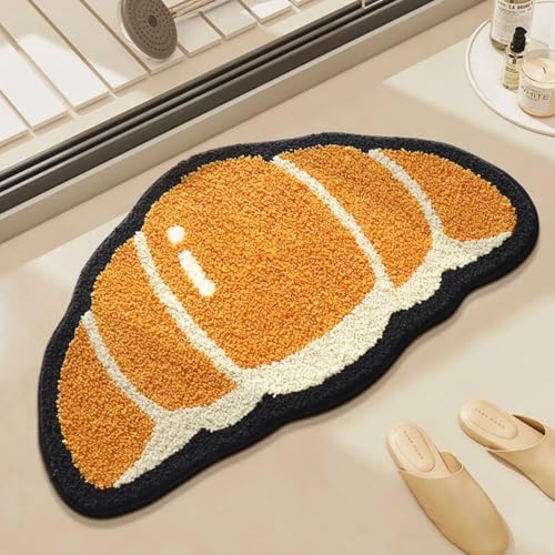 Croissant Badteppich, halbrund, 76,2 x 45 cm, niedlicher Badezimmerteppich in Lebensmittelform, weich, saugfähig, rutschfeste Matte für Dusche, Waschbecken oder Eingangsbereich, maschinenwaschbar Croissant Badteppich, halbrund, 76,2 x 45 cm, niedlicher Badezimmerteppich in Lebensmittelform, weich, saugfähig, rutschfeste Matte für Dusche, Waschbecken oder Eingangsbereich, maschinenwaschbar von SAIONJI