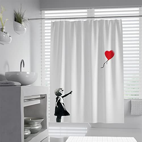 SAISEMIHOME Banksy Ballon Mädchen entworfen Badezimmer Stoff Duschvorhang Badezimmer Vorhang Frabic wasserdicht Polyester Home Decoration W180xL180cm Duschvorhang von SAISEMIHOME