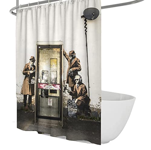 SAISEMIHOME Extra lang Das berühmte Gemälde Duschvorhang Banksy Stil Ästhetik Kunstwerk für die Badewanne Dekor mit Haken W200xL180cm Duschvorhang von SAISEMIHOME