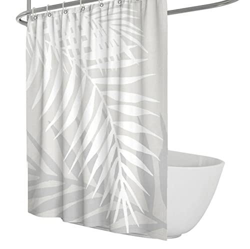 SAISEMIHOME Palm Blätter Duschvorhang Tropischer Farn Blätter Weißer Regenwald Dschungel Pflanzenstoff wasserdichte Home Badewanne Dekor mit Haken W200xL240cm Duschvorhang von SAISEMIHOME