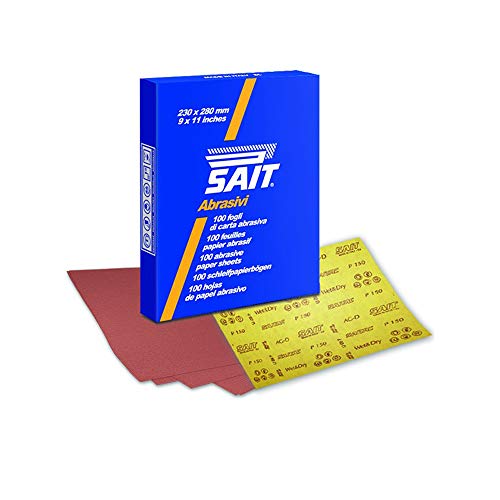 Sait 68320 S-Saitac AG-D Schleifpapierbögen, 230mm x 280mm, 80 Körnung, 100 Stück von SAIT