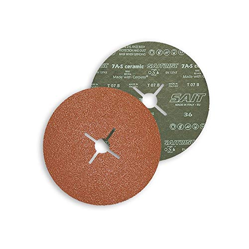 Sait 77150 SAITDISC 7A Fiberscheiben, 115mm x 22mm, 80 Körnung, ST Typ, 100 Stück von SAIT