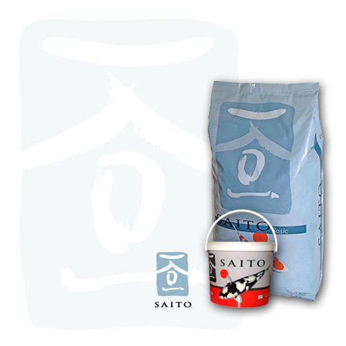 Saito Basic Premium Koifutter, Ganzjahresfutter für Koi, Schwimmfutter für Koi jeden Alters zur Verbessung der farblichen Brillianz der Koi, Saito Basic pflegt die Haut und unterstützt den Organismus und das Immunsystem der Koi 15kg 5mm von SAITO BASIC