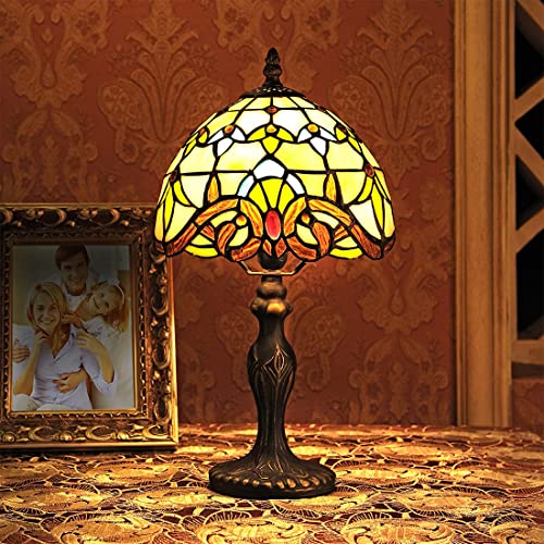 8 zoll Tiffany Tischleuchte Schreibtischlampe Retro Vintage Barock Glas Dekorativer europäische Nostalgisch Tischlampe E14 Lampe Weinlese Arbeitslampe Kreativ Wohnzimmer Büro Schlafzimmer Leselampe von SAIVITT