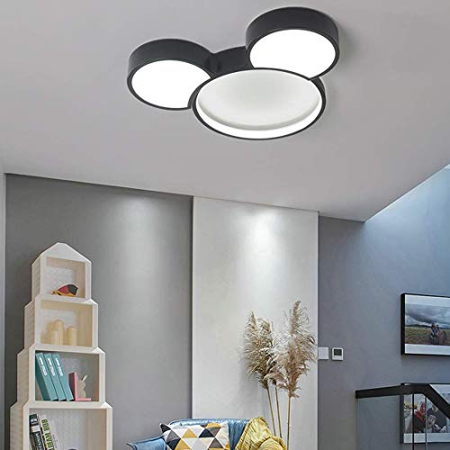 Cartoon LED-Deckenleuchte mit Fernbedienung Kinder Schlafzimmer Lampe, Modern Deckenlampe Kinderzimmer Dimmbar Rund Deckenbeleuchtung Mickey Mouse Design Schwarz Metall Ultra dünn Wandleuchte 50CM 24W von SAIVITT