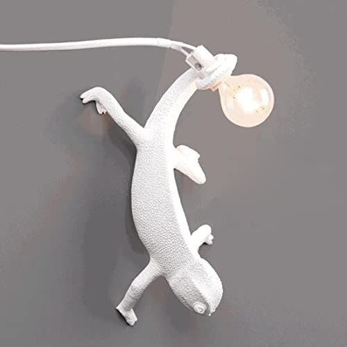 Chamäleon Tier Wandlampe mit Stecker Korridor Retro Vintage Weiß Kreativ Eidechse Wandleuchte für Wohnzimmer Schlafzimmer Arbeitszimmer Büro Hotel Lampe Modern Dekorative E27 Beleuchtung (Down) von SAIVITT