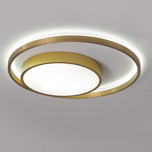 Deckenleuchte Deckenlampe Schlafzimmer LED Dimmbar Kreativ Design Modern Wohnzimmerlampe mit Fernbedienung, Ø60cm, Minimalistisch Arbeitszimmer Büro Esstisch Lampe 2-flammig Rund Acryl Schirm (Golden) von SAIVITT