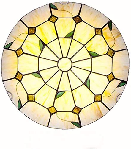 Deckenleuchte Vintage Tiffany-stil Glas Deckenlampe Industrielle Antik Rund Retro Decke Lampe Esszimmer Esstisch Wohnzimmer Schlafzimmer Arbeitszimmer Küchen insel Bar Korridor Treppe Leuchte (D30CM) von SAIVITT