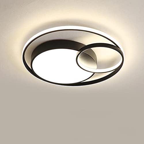 Dimmbar Deckenleuchte LED Schlafzimmer Modern Oval Ultra dünne Design Acryl Schirm LED Wohnzimmer Lampe Fernbedienung Deckenlampe Büro Esszimmer Arbeitszimmer Deckenbeleuchtung Runde Schwarz Metall von SAIVITT