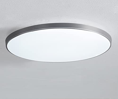 Dimmbar LED Deckenleuchte Silbergrau Wohnzimmerlampe Runde Metall Design Büro Deckenlampe Ultra dünne Acryl Schirm Modern LED Schlafzimmer Leuchte 47CM für Küche Korridor Badzimmer Deckenbeleuchtung von SAIVITT