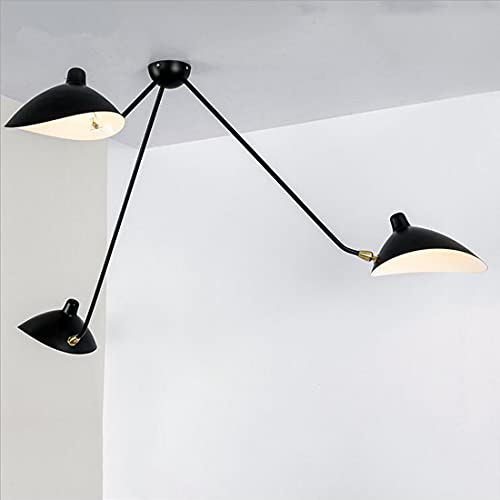 E14 LED Deckenleuchte Vintage Schwarz Wohnzimmer Lampe Retro Rechteck Metall Lange Stange 3-Flammig Deckenlampe Warmes Licht Verstellbar Industrielle Antik Design Beleuchtung für Schlafzimmer Küchen von SAIVITT