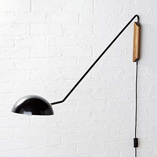 E27 LED Vintage Wandleuchte mit Schalter Modern Schwenkbar Metall langer Arm Verstellbarer Design Rustic Holz Wandlampe für Wohnzimmer Schlafzimmer Foyer Büro Bar Arbeitszimmer Landhaus Lampe, L100cm von SAIVITT