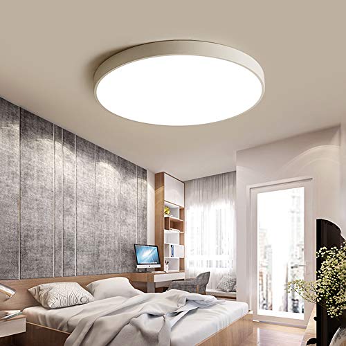 Elegante Deckenleuchte Deckenlampe Weiß LED Dimmbar Modern Schlafzimmer-lampe, Klassisch Rund Wohnzimmer-lamp mit Fernbedienung, Decke Beleuchtung Küchen insel bar Büro Treppe Wandleuchte (Ø80CM) von SAIVITT