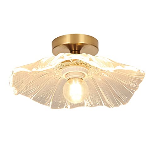 Gold Vintage Flur Deckenleuchte Kristall Glas Mini-Lotus Design Einbau Dimmbar Deckenlampe Badezimmer Schlafzimmer Küche Showroom Foyer Lampe Modern LED E27 Messing Kronleuchter Landhaus Hotel, Ø30CM von SAIVITT