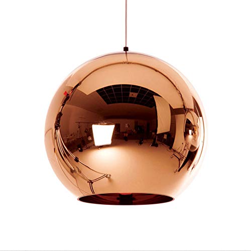 Hängelampe Pendelleuchte Esszimmer Glas Lampe Klassisch Rund Kugel Modern Design Hängeleuchte für Mode Studie Foyer Küche Treppe Loft Elegante Deko Kronleuchter Eisen Lampenschirm (Roségold, Ø20cm) von SAIVITT