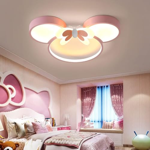 LED Deckenleuchte Dimmbar Rosa Cartoon Kinderzimmer-lampe Mädchen Schlafzimmer Deckenlampe mit Fernbedienung Kreativ Schmetterling Acryl Innen Deckenbeleuchtung Modern Kinder Babyzimmer Wandlampe 55cm von SAIVITT