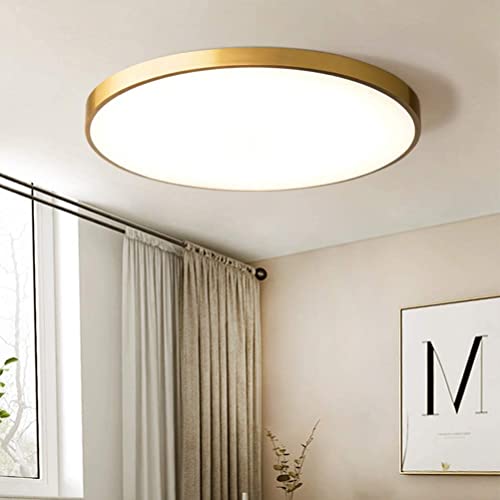 SAIVITT Deckenleuchte Dimmbar Wohnzimmerlampe Golden Runde Deckenlampe 50cm Ultradünn Modern Design Acryl-schirm Schlafzimmer Kronleuchter für Küche Esszimmer Badzimmer Decke Leuchten Fernbedienung von SAIVITT
