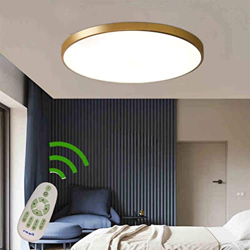 LED Dimmbar Deckenleuchte Gold Modern Wohnzimmer-lampe Schlafzimmer Deckenlampe Runde Decke Panel Leuchten mit Fernbedienung Ultra Dünn Für Büro Korridor Badezimmer Ankleidezimmer Beleuchtung (Ø50cm) von SAIVITT