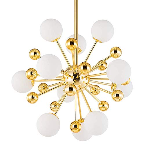 LED Kronleuchter Modern Wohnzimmer Gold Pendellampe, 33W, 11-flammig G9-Glühbirne, Kreativ Hängelampe Rund Glas Schlafzimmer Arbeitszimmer Minimalistisch Strahler Deckenbeleuchtung (Natürliches Licht) von SAIVITT