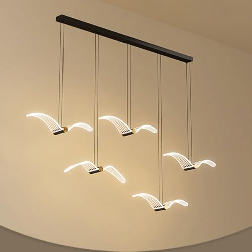 LED Pendelleuchte Hängelampe Dimmbar mit Fernbedienung Modern Rechteck Kreativ Weiß Möwe Design Deckenleuchte Kronleuchter für Esszimmer Wohnzimmer Schlafzimmer küchenlampe, 3-flammig Höhenverstellbar LED Pendelleuchte Hängelampe Dimmbar mit Fernbedienung Modern Rechteck Kreativ Weiß Möwe Design Deckenleuchte Kronleuchter für Esszimmer Wohnzimmer Schlafzimmer küchenlampe, 3-flammig Höhenverstellbar von SAIVITT