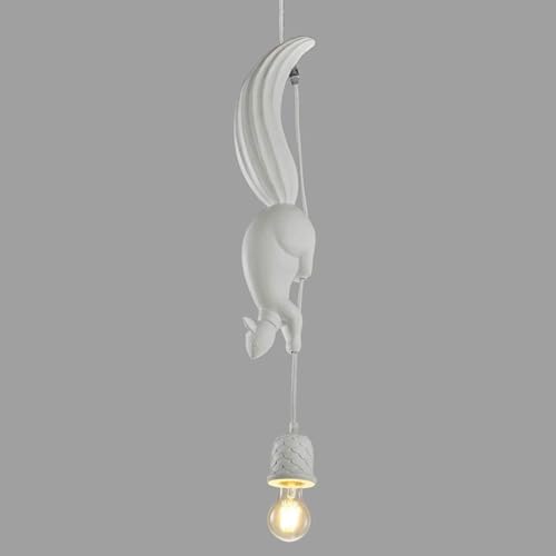 LED Pendelleuchte Nachttischlampe Kreativ Tierische Eichhörnchen Lampe Warmes Licht Weißes Harz Dekoration Hängelampe Deckenbeleuchtung Esszimmer Flur Schlafzimmer E27 Kronleuchter Verstellbar 150cm von SAIVITT