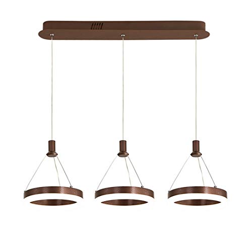 LED Pendelleuchte mit Fernbedienung Esszimmerleuchte, Modern Hängelampe Rechteck Runde Design Esstischlampe, Wohnzimmerlampe, Schlafzimmerlampe 3-flammig, Höhenverstellbar, D70cm (Braun, Dimmbar) von SAIVITT