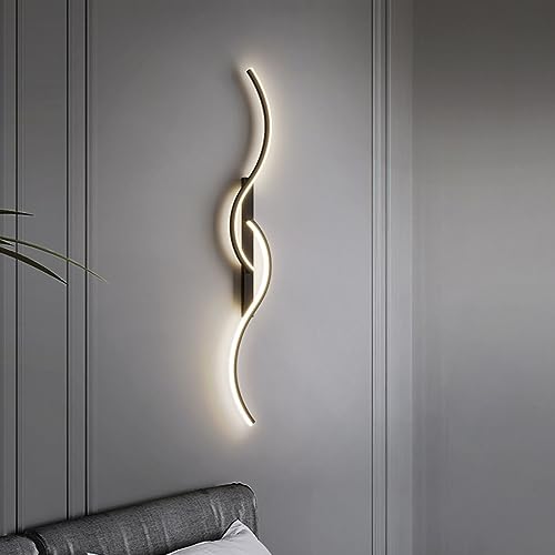 LED Wandlampe Schwarz Modern Flurlampe Up Down Treppenhauslampe Minimalistisch Design Wandleuchte innen LED warmweißes Licht 4000K Dekorative Wandbeleuchtung für Wohnzimmer Schlafzimmer Büro (60cm) von SAIVITT