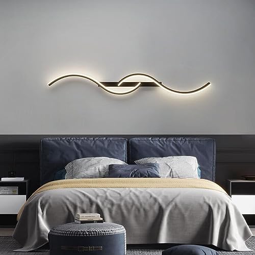LED Wandlampe Schwarz Modern Flurlampe Up Down Treppenhauslampe Minimalistisch Design Wandleuchte innen LED warmweißes Licht 4000K Dekorative Wandbeleuchtung für Wohnzimmer Schlafzimmer Büro (80cm) von SAIVITT