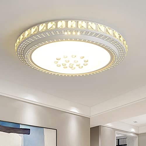 LED Wohnzimmerlampe Deckenleuchte Dimmbar LED Kristall Panel Leuchte mit Fernbedienung Modern Runde Kreativ Weiß Metall Acryl Kristalllampe Deckenbeleuchtung Ø60cm 48W für Büro Schlafzimmer Esszimmer von SAIVITT