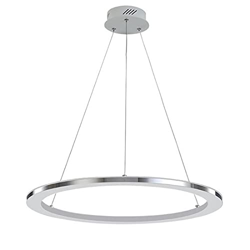 Pendelleuchte Esszimmer-leuchte LED Minimalist Runde, Kronleuchter Wohnzimmer Modern Ring Chrom Design, Hängelampe Esstisch LED 1-flammig, Höhenverstellbar, Deckenleuchte für Büro, Arbeitszimmer, Flur von SAIVITT