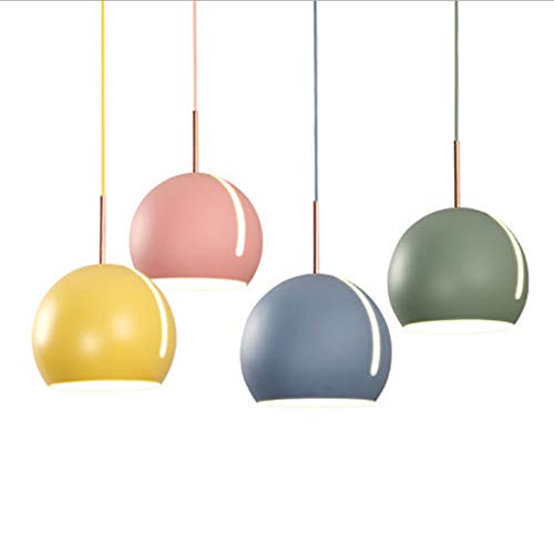Rund Kronleuchter Hängelampe Esszimmer Esstisch Schwenkbar Verstellbar Kreativ Metall Eisen Schirm Bunt Pendelleuchte für Modern Küchen Flur Cafe Bar Studie Deckenleuchte E27 Deko 20*26cm (Gelb) von SAIVITT