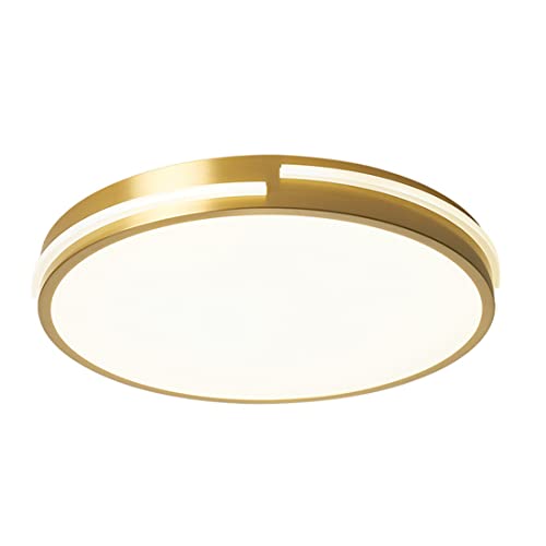 SAIVITT Gold Rund Deckenlampe mit Fernbedienung Messing LED Dimmbar Deckenleuchte Ø40cm Weiss Acryl LED Deckenleuchte Schlafzimmer Studierzimmer Balkon Korridor Beleuchtung Modern Einfach Design stil von SAIVITT